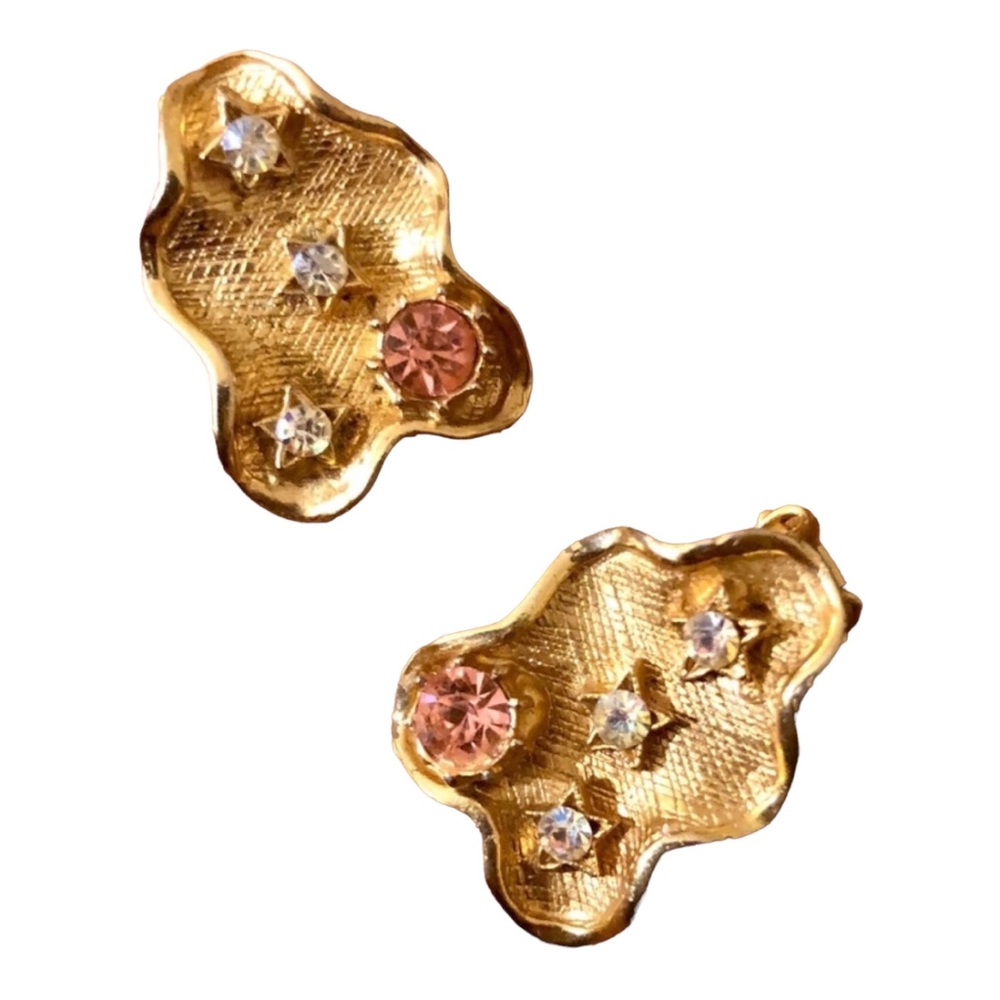 1950’s Vintage Moon & Stars Celestial Clip On Earrings, Mid Century Gold Jeweley